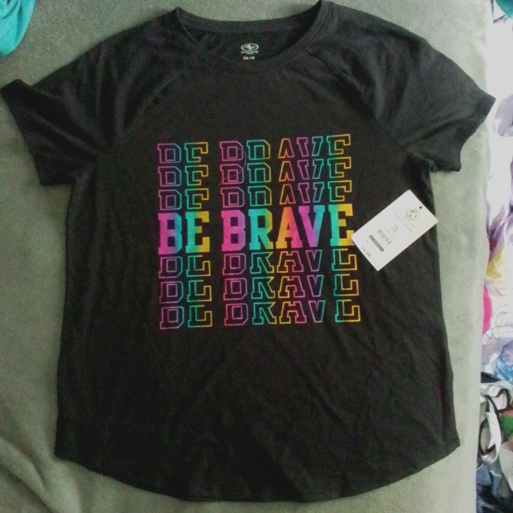 I am selling an athletic t-shirt  it is an XXL 18 and it's a be brave black t-sh